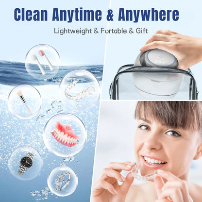 Ultrasonic Retainer Cleaner, 42kHz Portable UV Denture Cleaner for Dentures Aligner Mouth Guard Denture Toothbrush Heads, Jewelry, Glasses with 180ML Capacity - Image 7