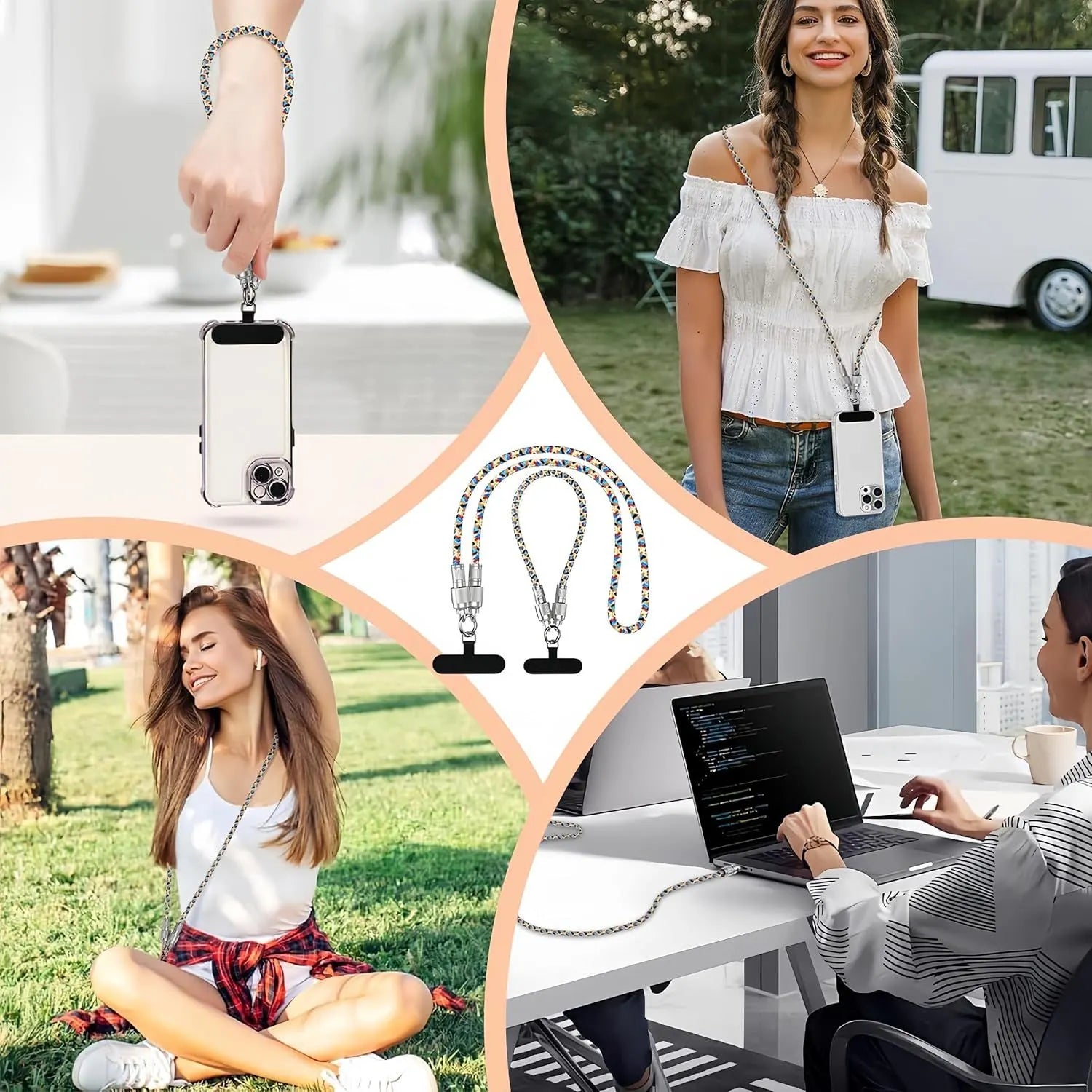 Mobile Phone Lanyard Data Line 2 in 1,PD65W Fast Charging USB-C Data Transfer Cord,Wire Equipped Lock Buckle,Crossbody Phone Wrist Strap Set - Image 7