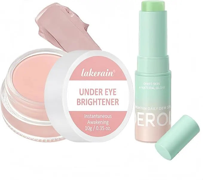 Eye Brightening Concealer&Multi Hydrating Moisturizing Stick Set,Reduce Wrinkle,Conceal Dark Circles, Colour-Correcting Eye&Facial Serum Balm