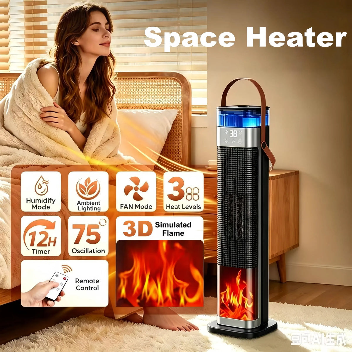 Tower Space Heater with Humidifier - Image 6