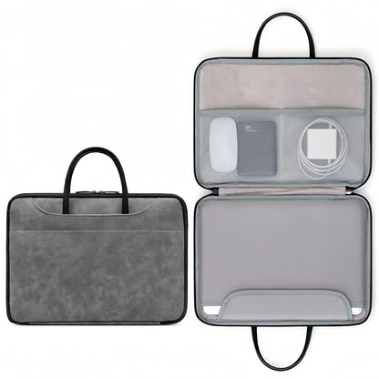14 Inch PU Leather Laptop Bag, Portable Waterproof Laptop Case, Full Opening and Closing Sleeve Handbag, Briefcase for MacBook Air, Ipad, Business Travel