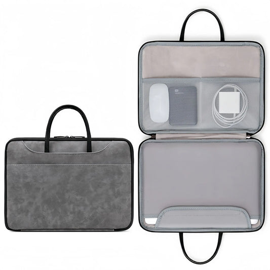 14 Inch PU Leather Laptop Bag, Portable Waterproof Laptop Case, Full Opening and Closing Sleeve Handbag, Briefcase for MacBook Air, Ipad, Business Travel