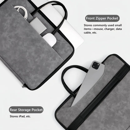 14 Inch PU Leather Laptop Bag, Portable Waterproof Laptop Case, Full Opening and Closing Sleeve Handbag, Briefcase for MacBook Air, Ipad, Business Travel - Image 3