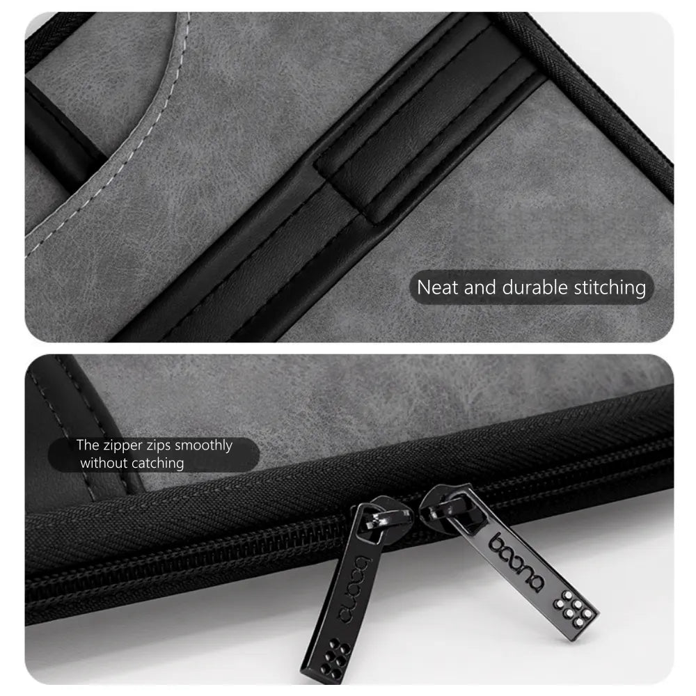 14 Inch PU Leather Laptop Bag, Portable Waterproof Laptop Case, Full Opening and Closing Sleeve Handbag, Briefcase for MacBook Air, Ipad, Business Travel - Image 5