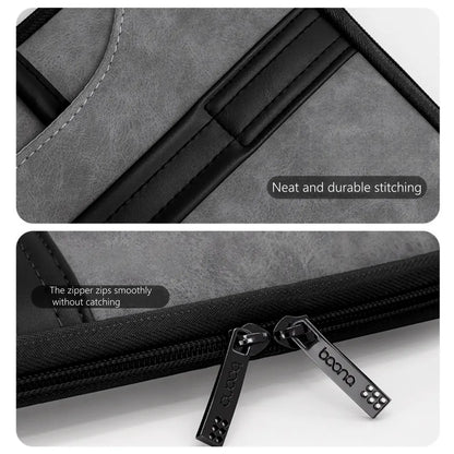 14 Inch PU Leather Laptop Bag, Portable Waterproof Laptop Case, Full Opening and Closing Sleeve Handbag, Briefcase for MacBook Air, Ipad, Business Travel - Image 5