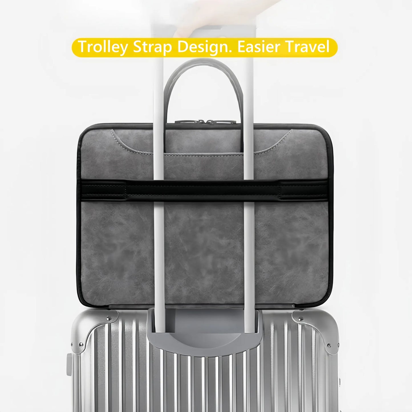 14 Inch PU Leather Laptop Bag, Portable Waterproof Laptop Case, Full Opening and Closing Sleeve Handbag, Briefcase for MacBook Air, Ipad, Business Travel - Image 7