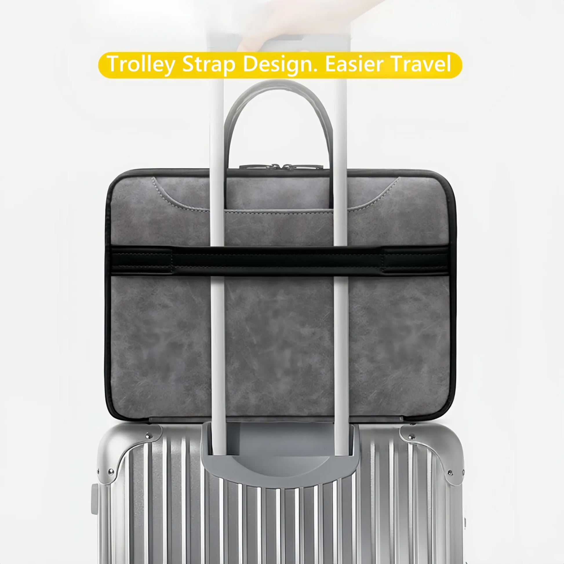 14 Inch PU Leather Laptop Bag, Portable Waterproof Laptop Case, Full Opening and Closing Sleeve Handbag, Briefcase for MacBook Air, Ipad, Business Travel - Image 7