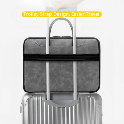 14 Inch PU Leather Laptop Bag, Portable Waterproof Laptop Case, Full Opening and Closing Sleeve Handbag, Briefcase for MacBook Air, Ipad, Business Travel - Image 7