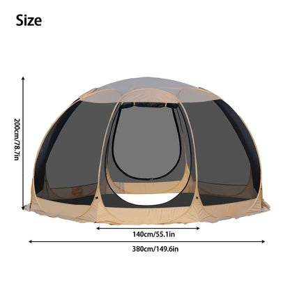 Pop Up Screen House Tent 3x3m, 6-8 Person 220cm Tall Mosquito Net Tent,Spacious 3.8m dome fits 6-8 adults for backyard BBQs & caravan trips camping . 360-degree view fine mesh keeps all mosquitoes out - Image 3