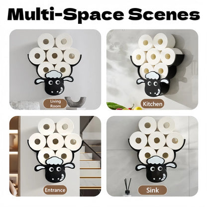 Creative Sheep Toilet Paper Holder, Wall-Mounted Metal Tissue Storage Rack, Punch-Free Easy Installation Paper Towel Holder, Funny Home Decor for Bathroom - Image 2