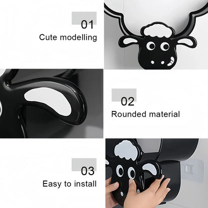 Creative Sheep Toilet Paper Holder, Wall-Mounted Metal Tissue Storage Rack, Punch-Free Easy Installation Paper Towel Holder, Funny Home Decor for Bathroom - Image 3