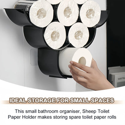 Creative Sheep Toilet Paper Holder, Wall-Mounted Metal Tissue Storage Rack, Punch-Free Easy Installation Paper Towel Holder, Funny Home Decor for Bathroom - Image 6