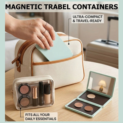 Portable Magnetic Makeup Palette With Mirror, Double-sided Folding, Refillable Eyeshadow Palette with Lid, DIY Eyeshadow Pan Dispensing Storage Box for Lipstick Blush Powder - Image 5