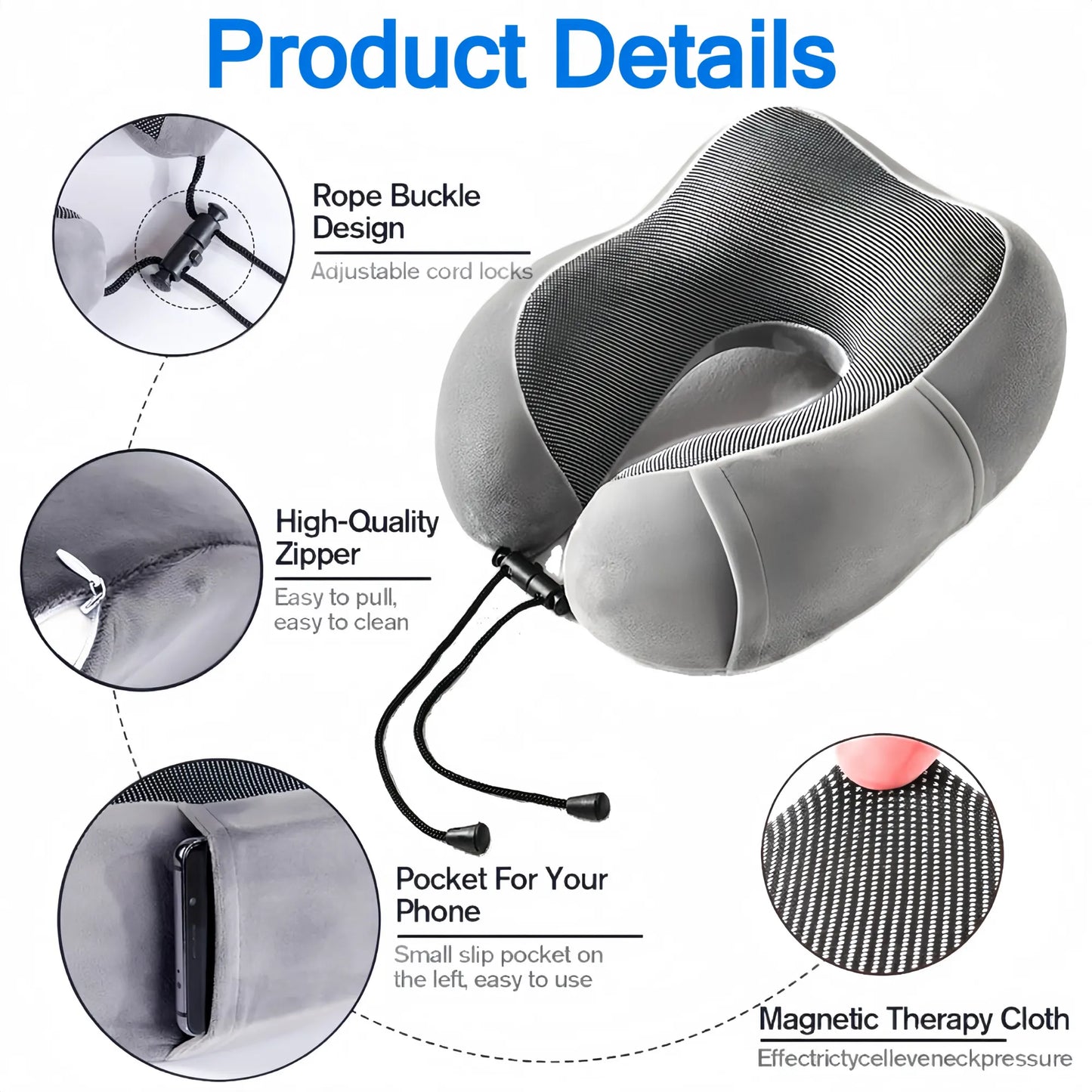 3 Pack Travel Essentials – Travel Pillow, Inflatable Foot Rest & Sleep Mask with Storage Bag, Airplane Travel Accessories Kit for Kids & Adults - Image 4