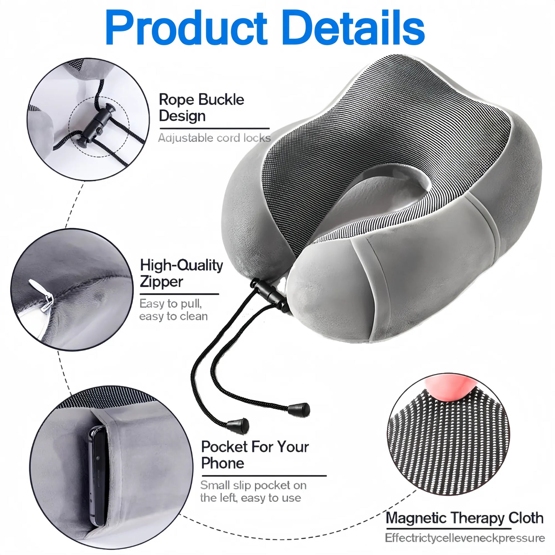 3 Pack Travel Essentials – Travel Pillow, Inflatable Foot Rest & Sleep Mask with Storage Bag, Airplane Travel Accessories Kit for Kids & Adults - Image 4