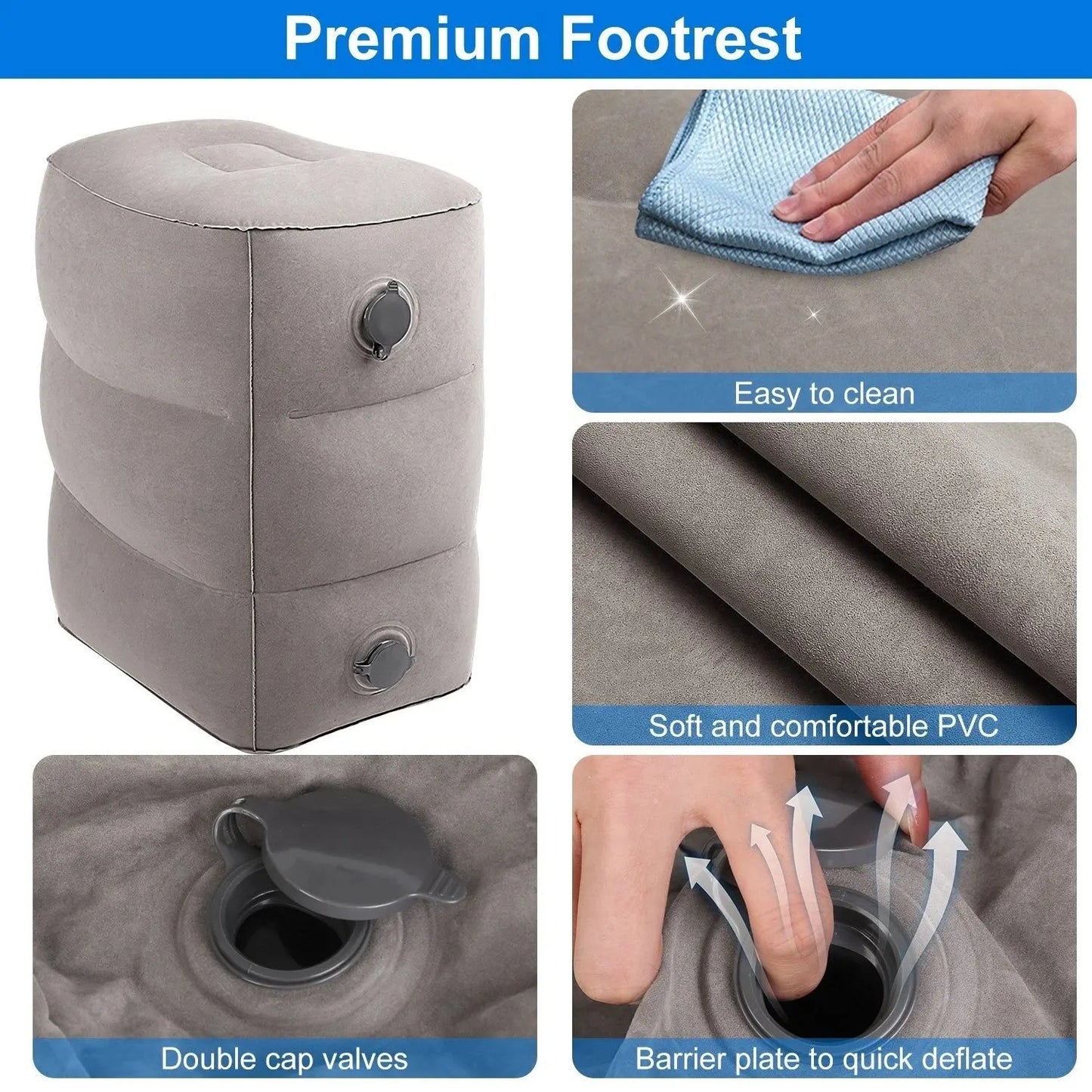 3 Pack Travel Essentials – Travel Pillow, Inflatable Foot Rest & Sleep Mask with Storage Bag, Airplane Travel Accessories Kit for Kids & Adults - Image 7