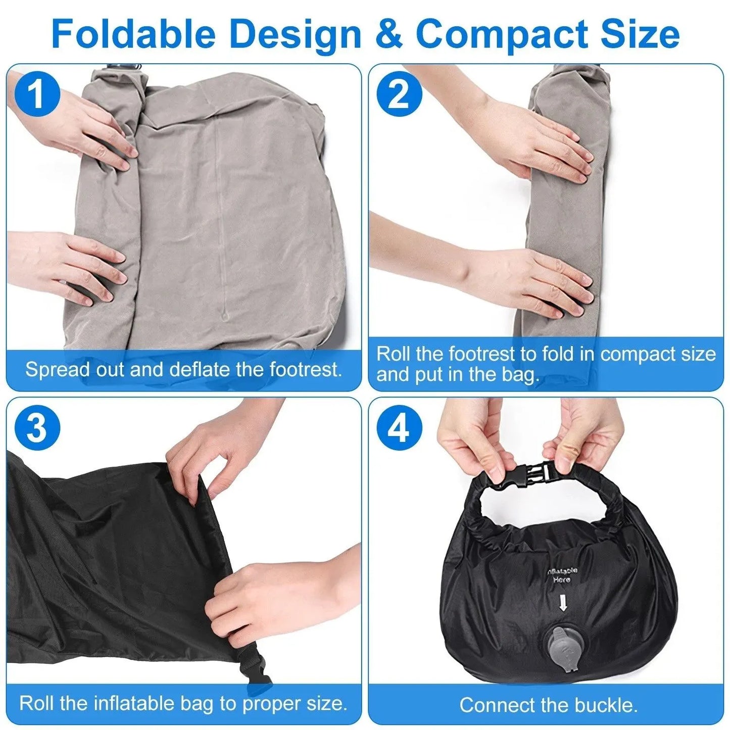 3 Pack Travel Essentials – Travel Pillow, Inflatable Foot Rest & Sleep Mask with Storage Bag, Airplane Travel Accessories Kit for Kids & Adults - Image 8