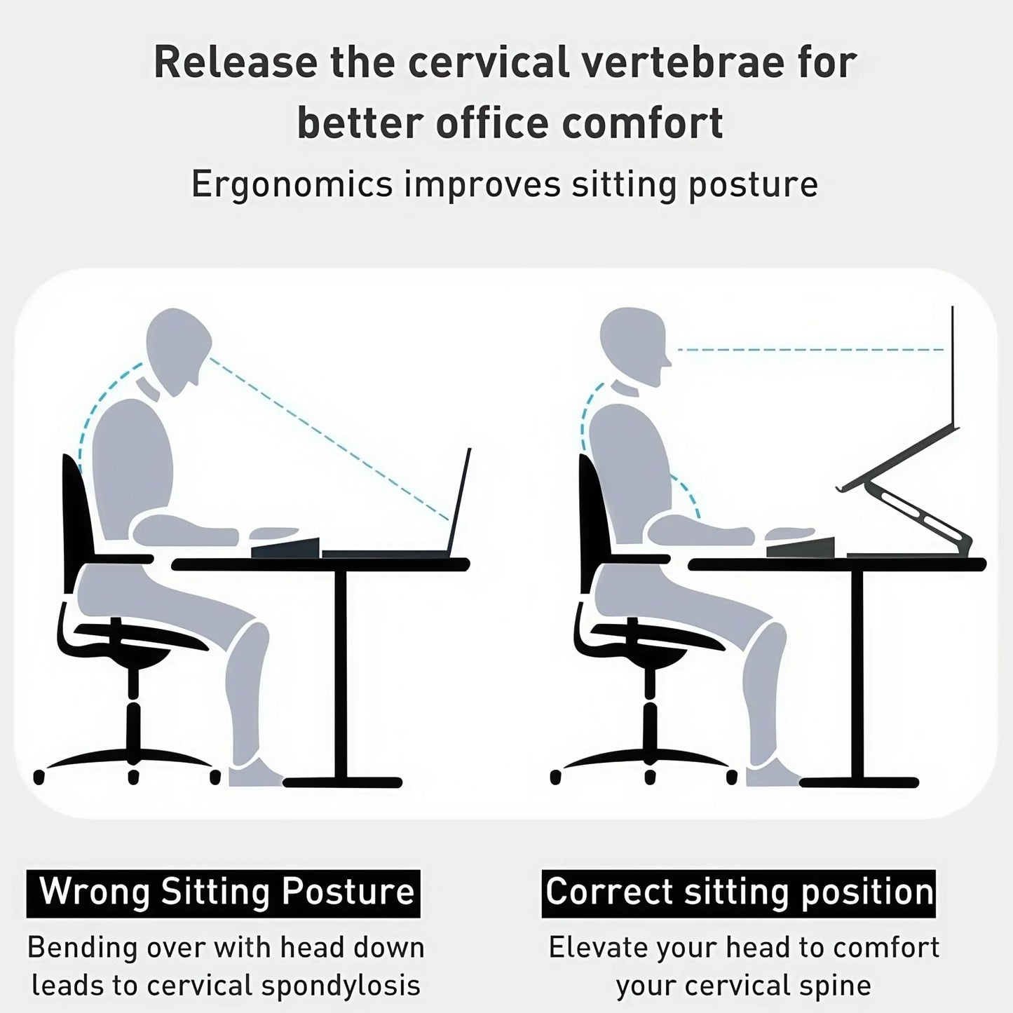 Ergonomic Adjustable Laptop Stand with Cooler,6”Laptops Notebook Alloy Riser Holder Computer Stand Compatible with Dell,Hp,Pad,Air Pro - Image 3
