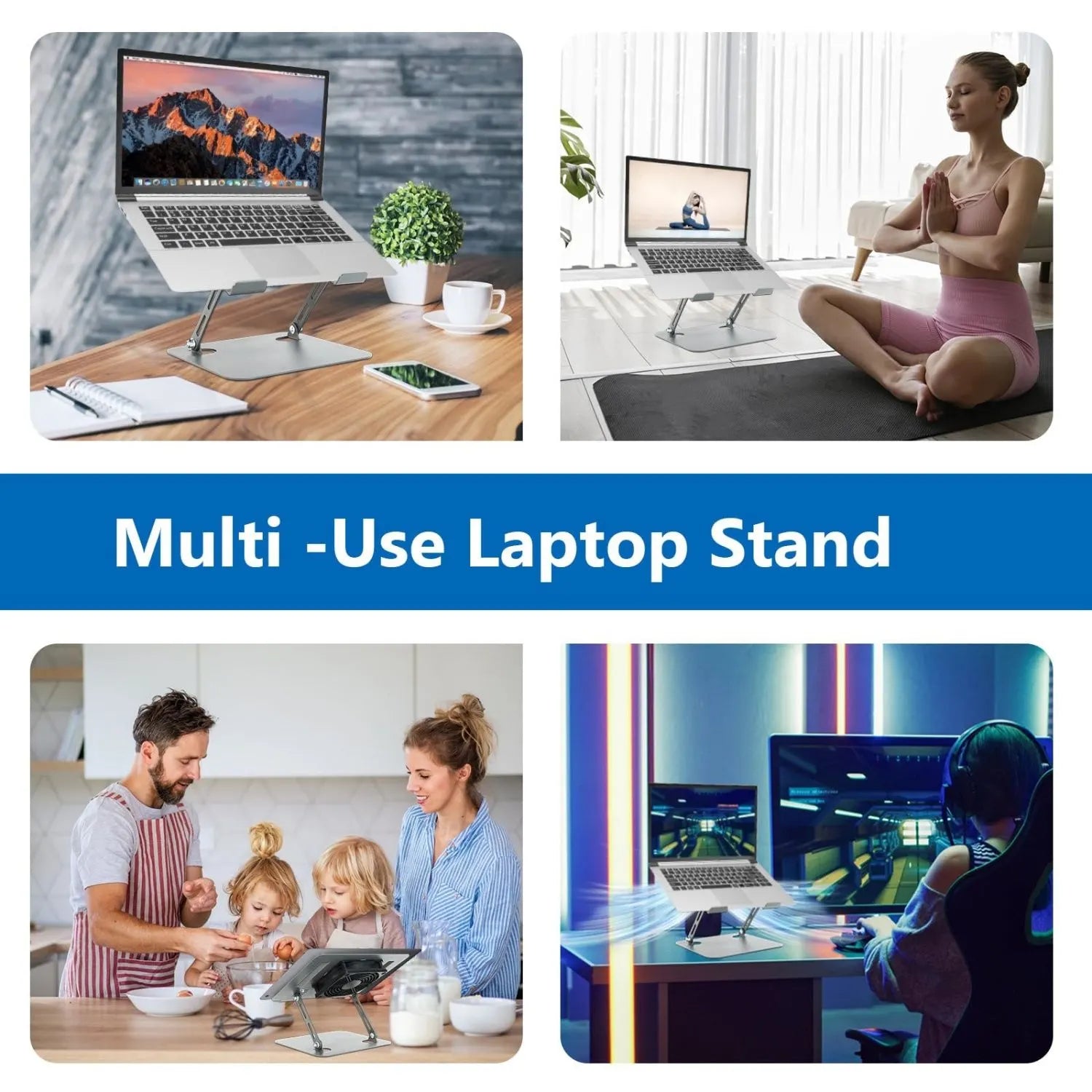 Ergonomic Adjustable Laptop Stand with Cooler,6”Laptops Notebook Alloy Riser Holder Computer Stand Compatible with Dell,Hp,Pad,Air Pro - Image 7