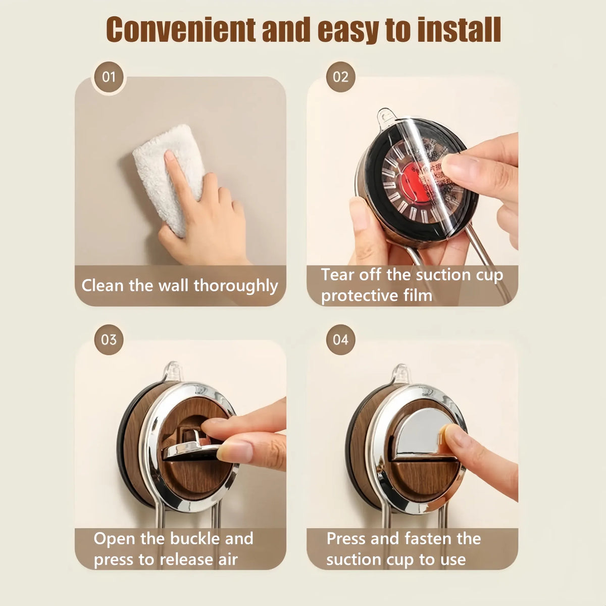 Kitchen Holder Wall Mounted,Suction Paper Installation,Adhesive Paper Towel Roll Rack for Bathroom, No Drilling Required,Multi Functional Metal Towel Bar Walnut - Image 5