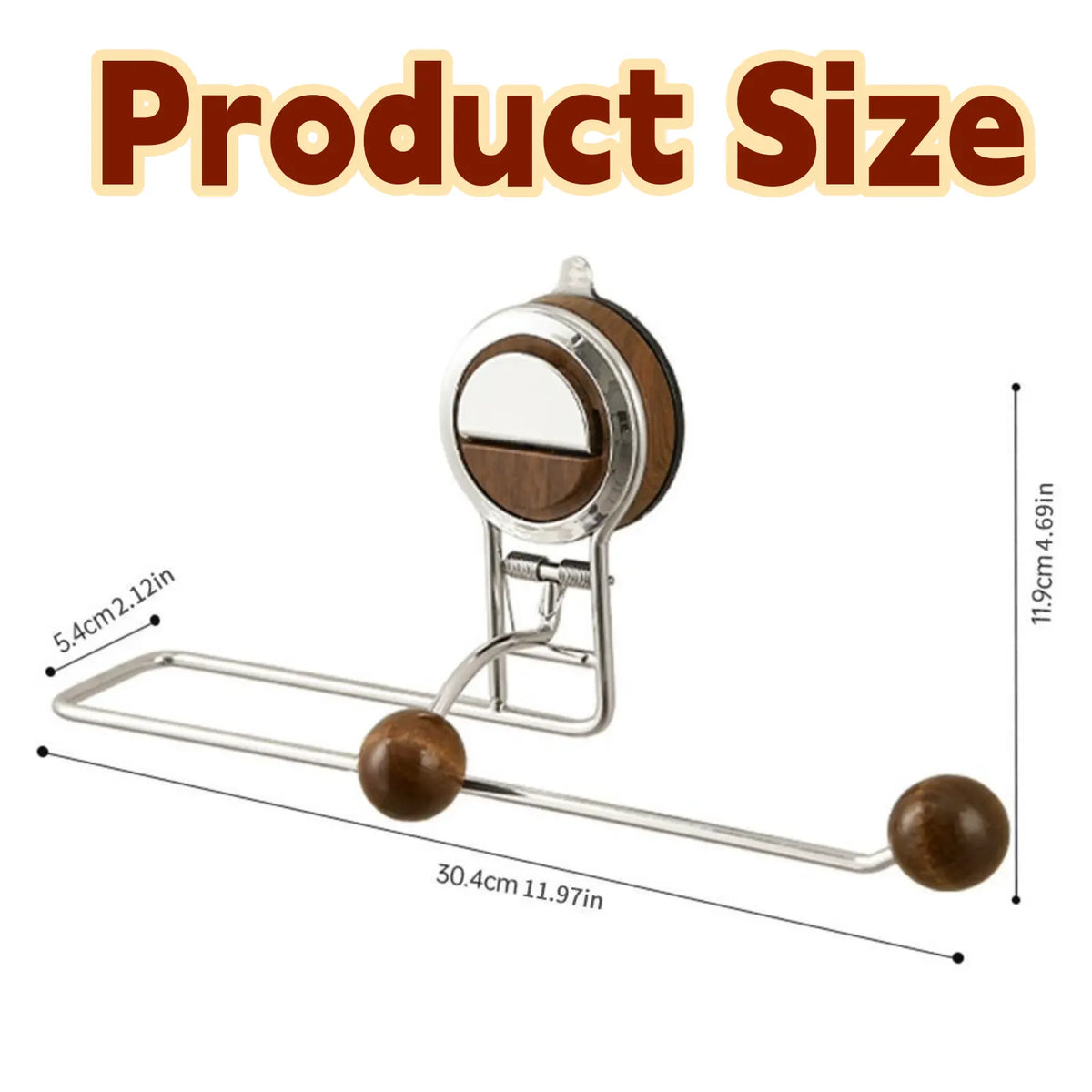 Kitchen Holder Wall Mounted,Suction Paper Installation,Adhesive Paper Towel Roll Rack for Bathroom, No Drilling Required,Multi Functional Metal Towel Bar Walnut - Image 7