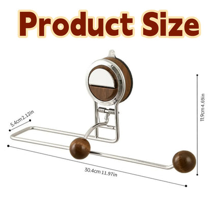 Kitchen Holder Wall Mounted,Suction Paper Installation,Adhesive Paper Towel Roll Rack for Bathroom, No Drilling Required,Multi Functional Metal Towel Bar Walnut - Image 7
