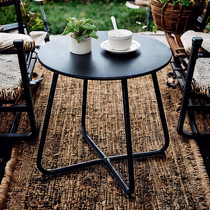 Outdoor Metal Side Table – Rust-Resistant Patio Small Round End Table, Accent Coffee Table for Balcony, Garden, Porch, Living Room & Bedroom – Lightweight Portable Plant Stand, Black - Image 2