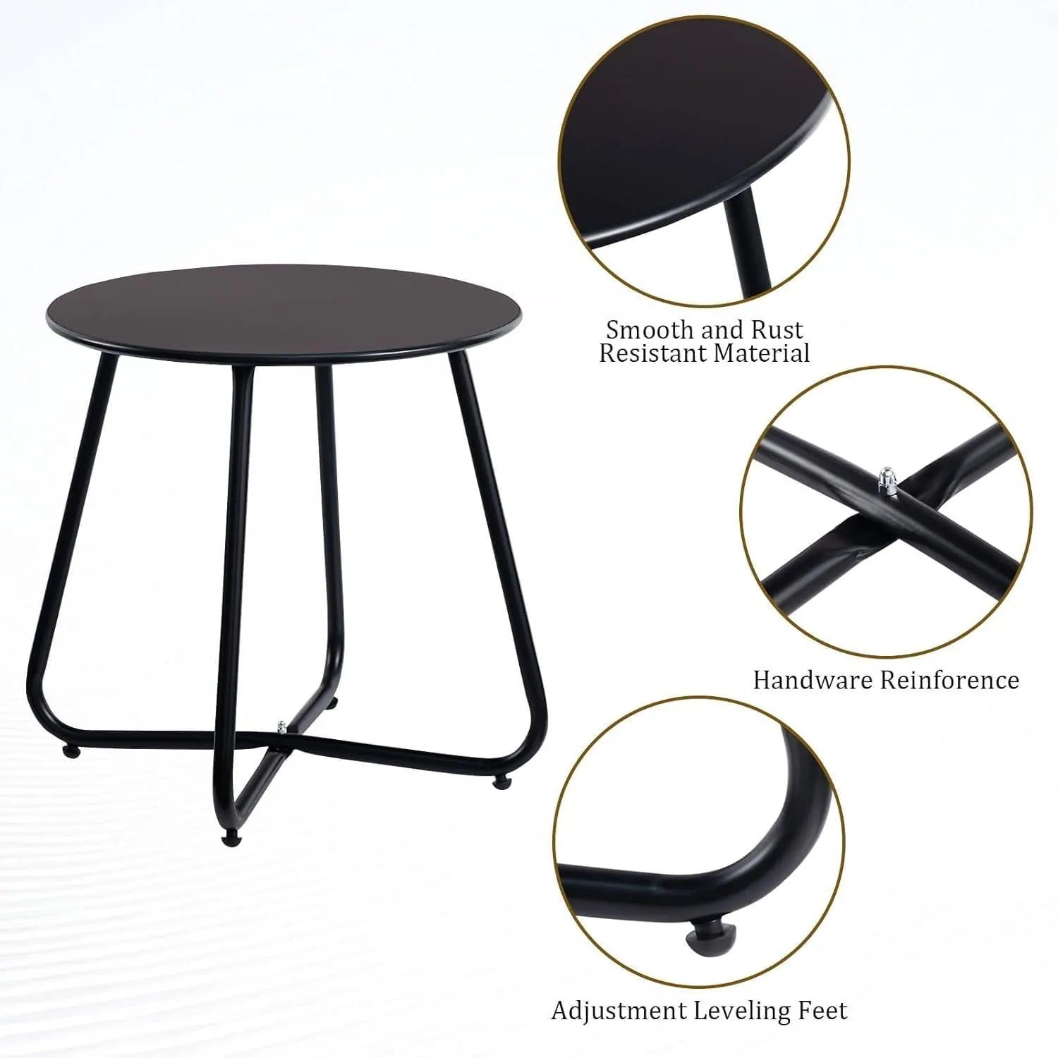 Outdoor Metal Side Table – Rust-Resistant Patio Small Round End Table, Accent Coffee Table for Balcony, Garden, Porch, Living Room & Bedroom – Lightweight Portable Plant Stand, Black - Image 7