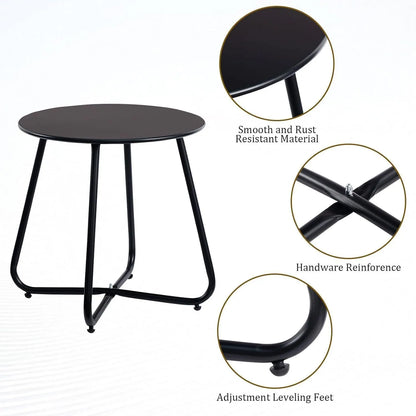 Outdoor Metal Side Table – Rust-Resistant Patio Small Round End Table, Accent Coffee Table for Balcony, Garden, Porch, Living Room & Bedroom – Lightweight Portable Plant Stand, Black - Image 7