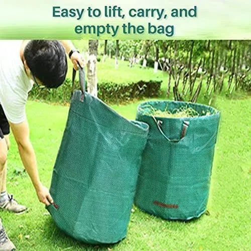 500L Yard Waste Bags 2 Pack, Heavy Duty Garden Waste Bags with Reinforced Handles, Large Reusable Leaf Bags for Lawn Leaves Grass Yard Debris Storage Garden Cleanup - Image 3