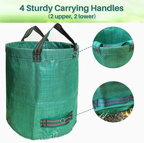 500L Yard Waste Bags 2 Pack, Heavy Duty Garden Waste Bags with Reinforced Handles, Large Reusable Leaf Bags for Lawn Leaves Grass Yard Debris Storage Garden Cleanup - Image 4