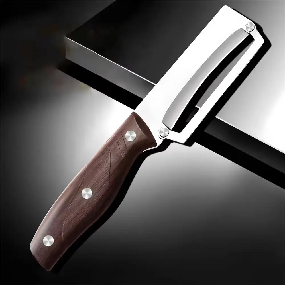 Heavy-duty stainless steel vegetable peeler and slicer - multi-functional kitchen tool with straight blade and ergonomic non-slip handle. - Image 2
