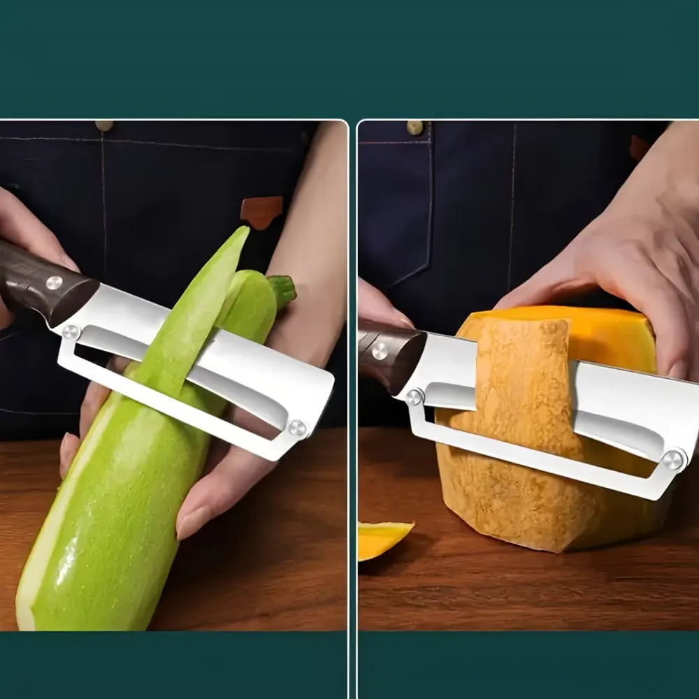 Heavy-duty stainless steel vegetable peeler and slicer - multi-functional kitchen tool with straight blade and ergonomic non-slip handle. - Image 4