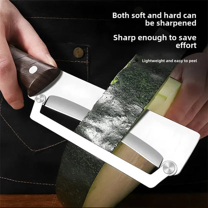 Heavy-duty stainless steel vegetable peeler and slicer - multi-functional kitchen tool with straight blade and ergonomic non-slip handle. - Image 6