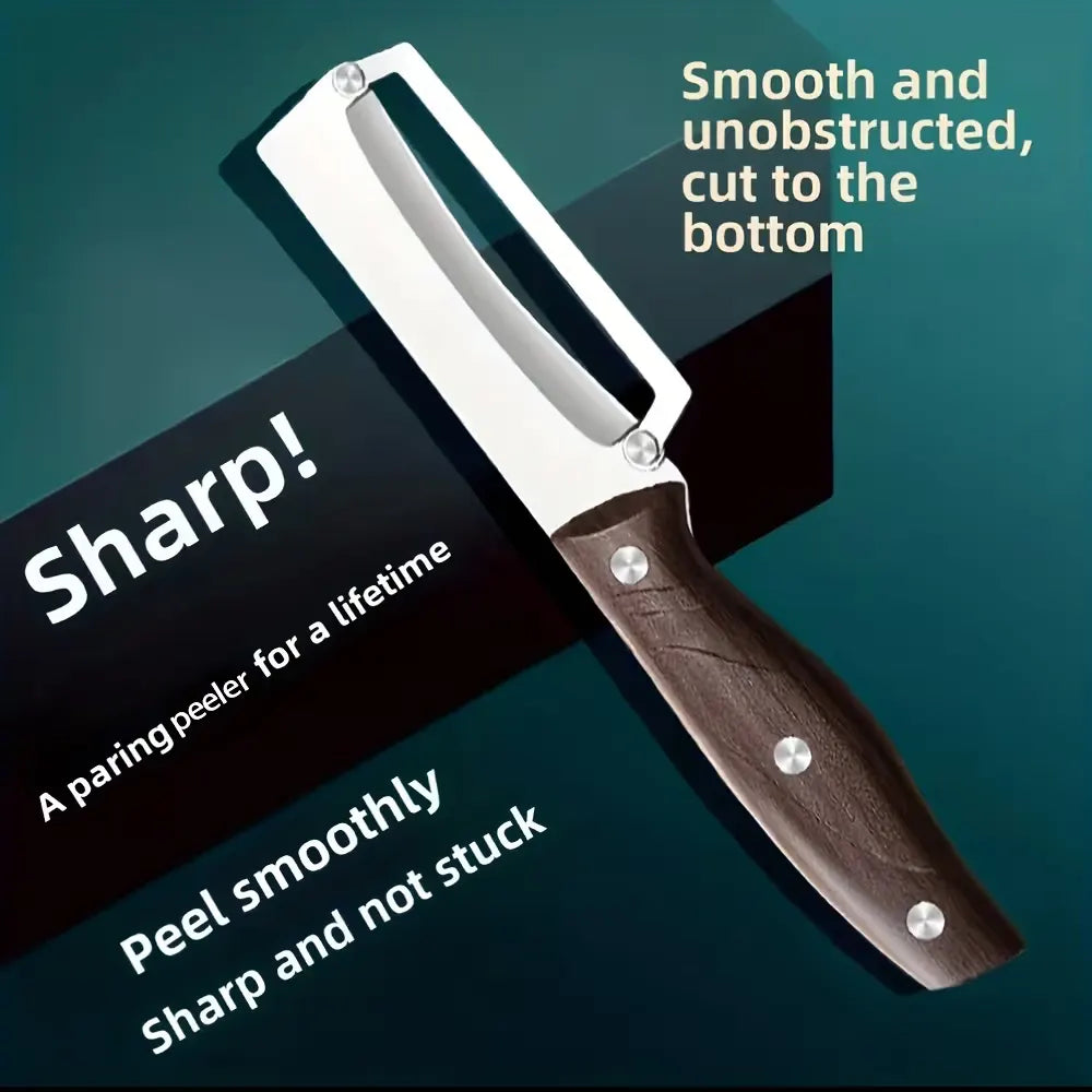 Heavy-duty stainless steel vegetable peeler and slicer - multi-functional kitchen tool with straight blade and ergonomic non-slip handle. - Image 7