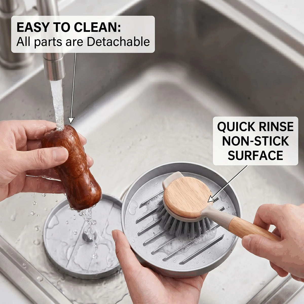 Professional 4.6-inch aluminum burger patty maker with ergonomic wooden handle, non-stick burger patty maker, suitable for grilling, heavy-duty manual patty press, suitable for beef, poultry and veggie burgers, easy-to-clean outdoor grill pan. - Image 3