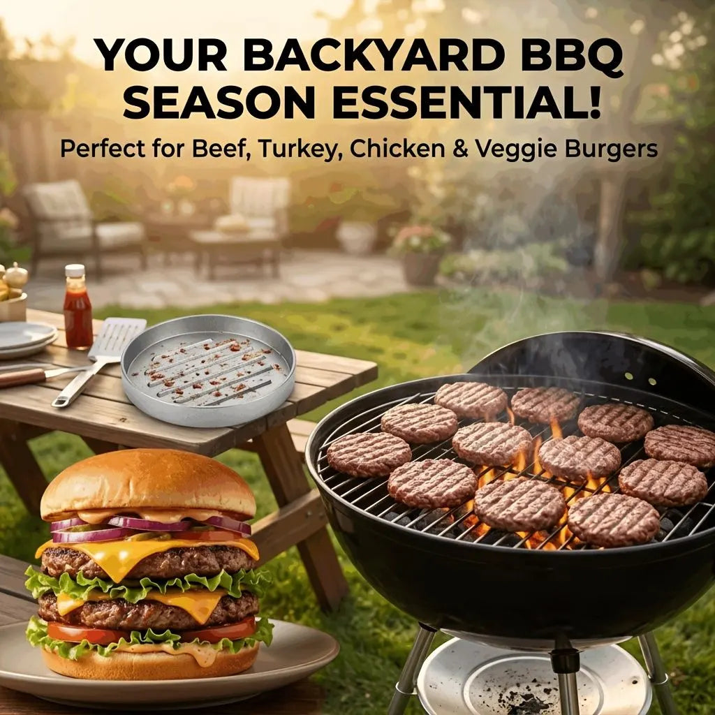 Professional 4.6-inch aluminum burger patty maker with ergonomic wooden handle, non-stick burger patty maker, suitable for grilling, heavy-duty manual patty press, suitable for beef, poultry and veggie burgers, easy-to-clean outdoor grill pan. - Image 5