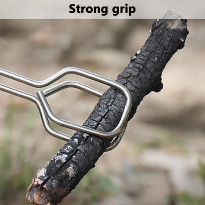 Long, sturdy, and heat-resistant charcoal tongs for grilling food. Made of stainless steel, these portable tongs are suitable for outdoor grilling, charcoal, and fire pits. - Image 2