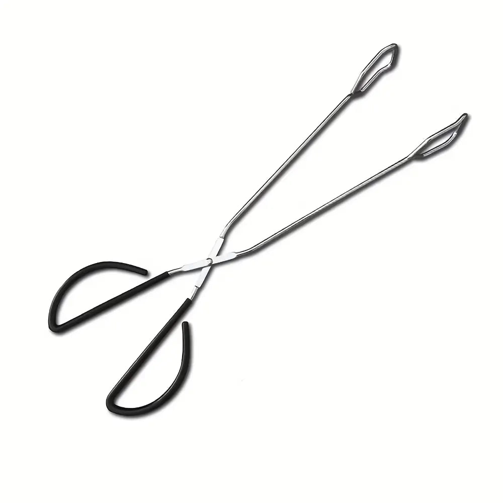 Long, sturdy, and heat-resistant charcoal tongs for grilling food. Made of stainless steel, these portable tongs are suitable for outdoor grilling, charcoal, and fire pits. - Image 3
