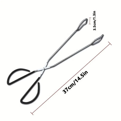 Long, sturdy, and heat-resistant charcoal tongs for grilling food. Made of stainless steel, these portable tongs are suitable for outdoor grilling, charcoal, and fire pits. - Image 4