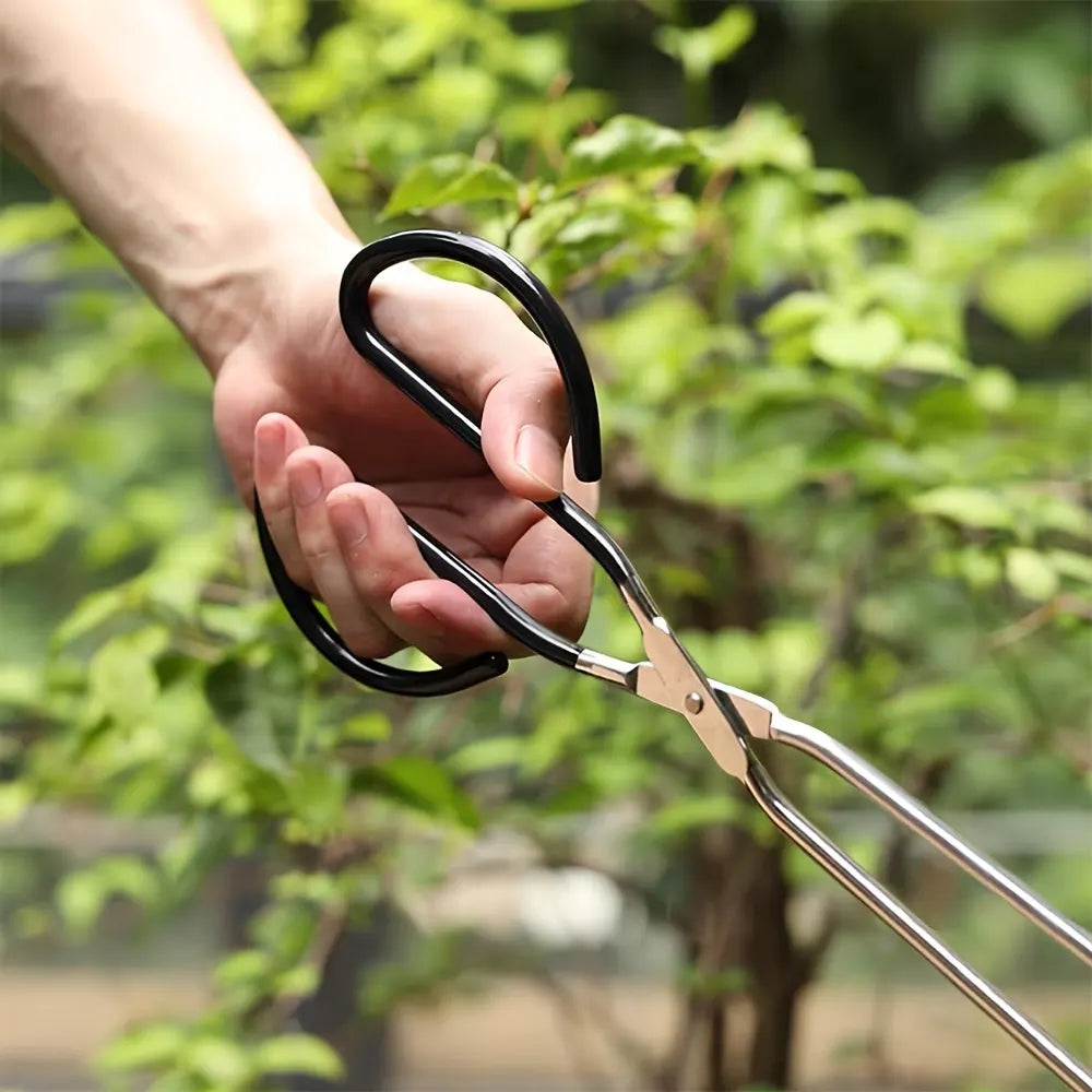 Long, sturdy, and heat-resistant charcoal tongs for grilling food. Made of stainless steel, these portable tongs are suitable for outdoor grilling, charcoal, and fire pits. - Image 6