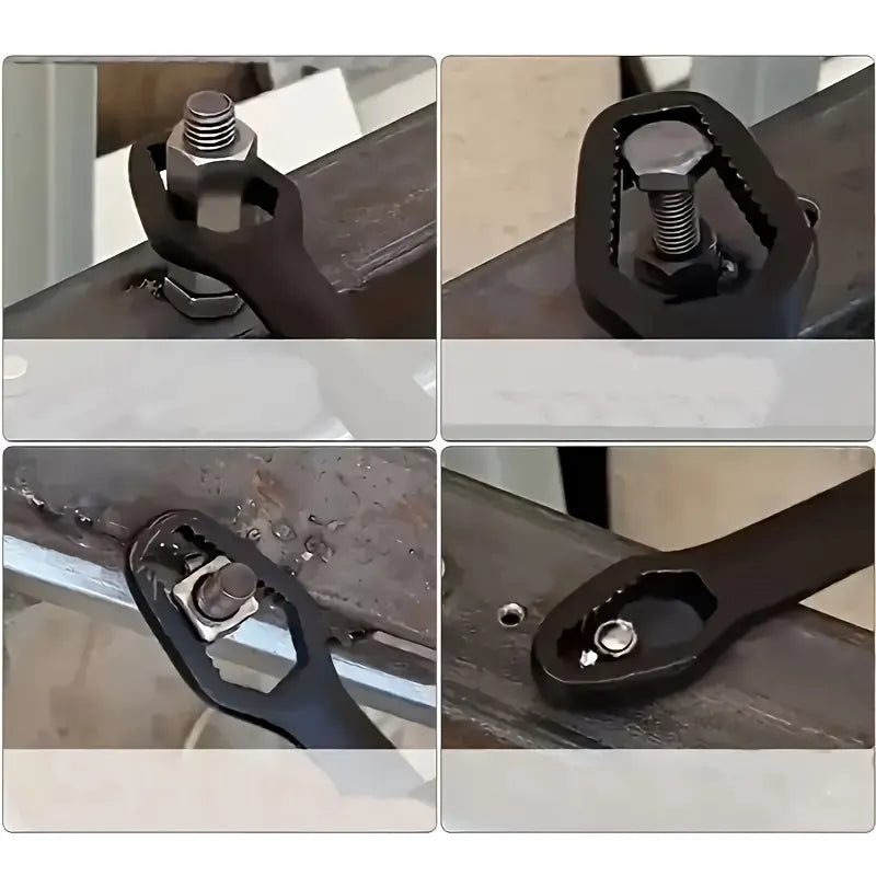 Black multi-functional 5mm thick box wrench, double-ended self-tightening adjustable wrench, wrench diameter 3-17mm, portable hand tool, suitable for automotive and household use. - Image 2