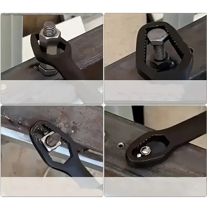 Black multi-functional 5mm thick box wrench, double-ended self-tightening adjustable wrench, wrench diameter 3-17mm, portable hand tool, suitable for automotive and household use. - Image 2