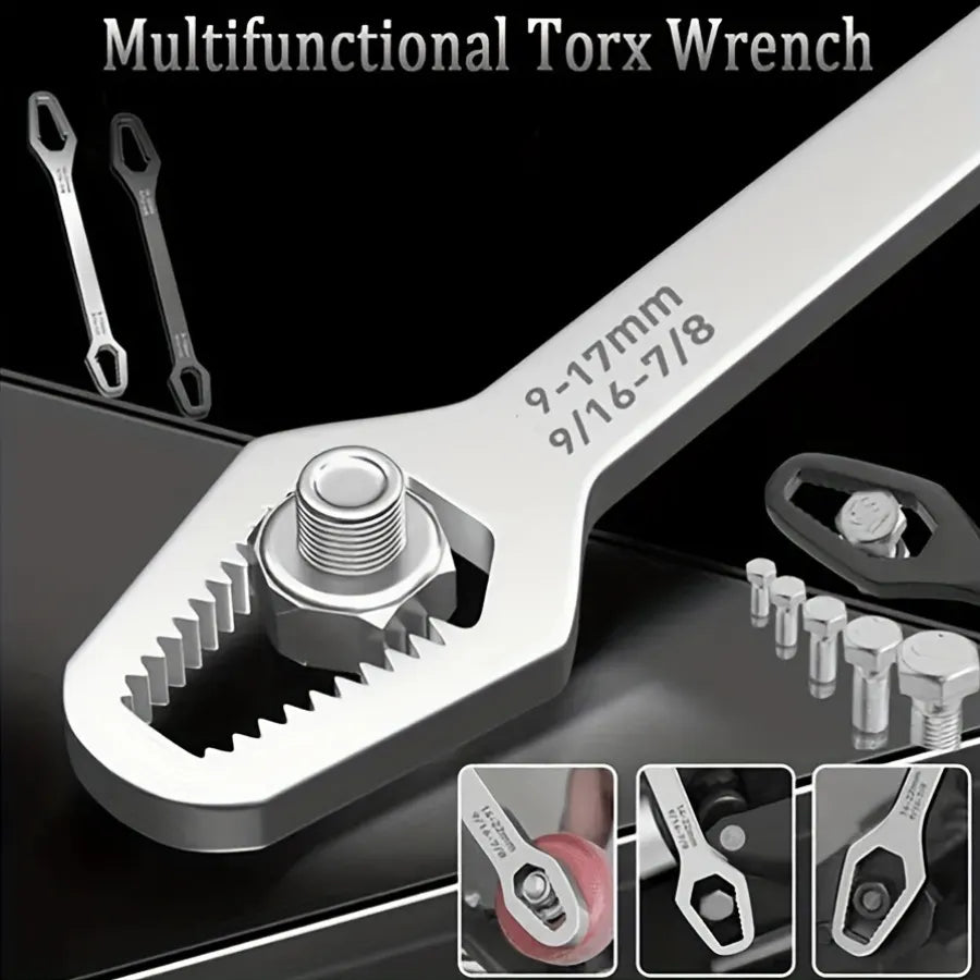 Black multi-functional 5mm thick box wrench, double-ended self-tightening adjustable wrench, wrench diameter 3-17mm, portable hand tool, suitable for automotive and household use. - Image 5
