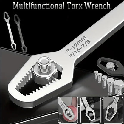 Black multi-functional 5mm thick box wrench, double-ended self-tightening adjustable wrench, wrench diameter 3-17mm, portable hand tool, suitable for automotive and household use. - Image 5