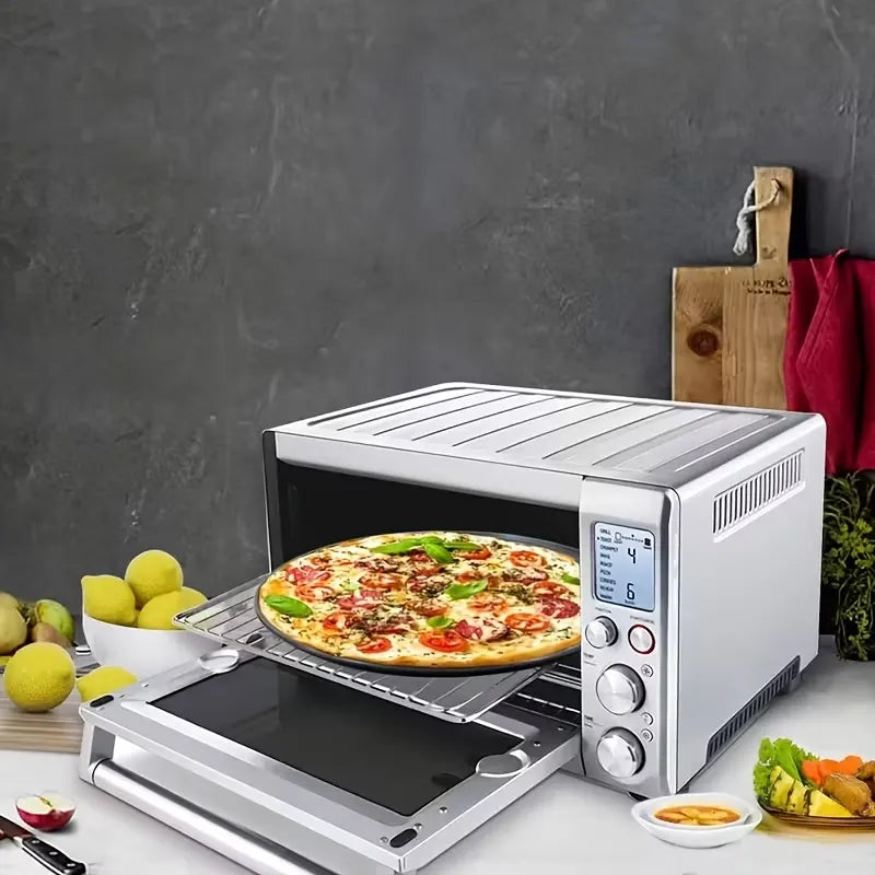 Two pizza baking pans, each 30.48 cm in diameter, feature ventilation holes for improved cooking efficiency and a non-stick coating, making them ideal for oven use. - Image 6