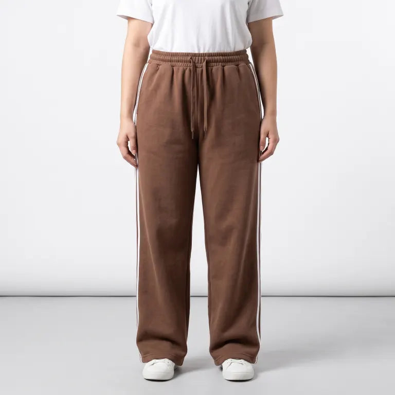 Ladies Extra Wide Leg Track Pants - Size Large - Pack of 3 - Black, Navy, Brown with white stripes - Image 8