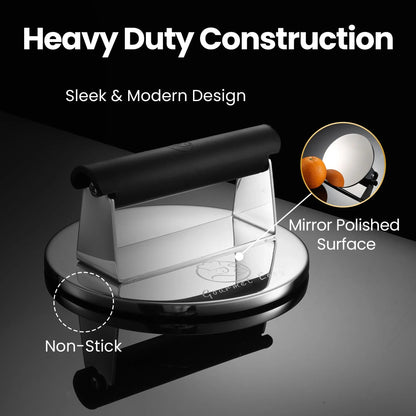 Gourmet Easy Smash Burger Press with Heat Resistant Handle, 2LBS Stainless Steel Burger Smasher - Image 5