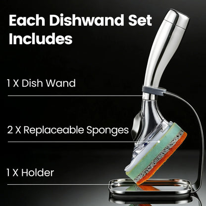 Gourmet Easy Dish Scrubber Stainless Steel Handle & Easy Storage Holder - Image 2