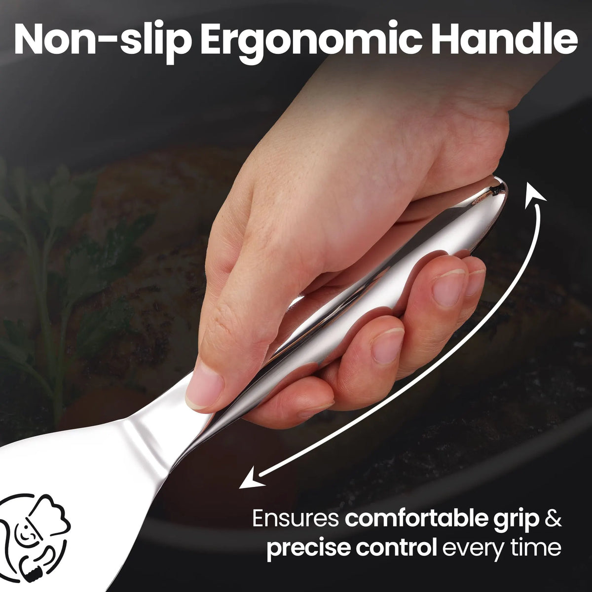 Gourmet Easy Stainless Steel Fish Spatula Set – 1 Large + 1 Small Metal Spatula (Funky Fish Editon) - Image 3